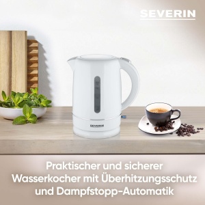 Ceainic SEVERIN, capacitate 1,7 L, cu filtru de calcar detasabil, indicator de nivel al apei, buton de pornire-oprire si indicator luminos, 2.200 W, alb, WK 4325 - Img 3