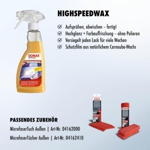 Ceara de intretinere auto SONAX HighSpeedWax 500 ml - pentru toate tipurile de lac - Img 3