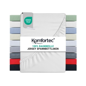 Cearsaf Komfortec Jersey 90x200 cm, 100% Bumbac, Alb