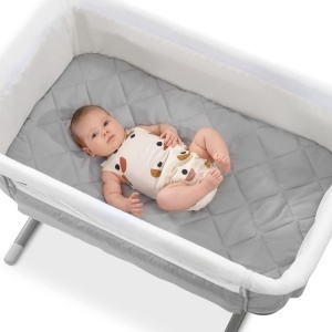 Cearsaf pentru patuturi hauck Bed Me 80x50 cm, gri, cu elastic, lavabil la 40C - Img 4