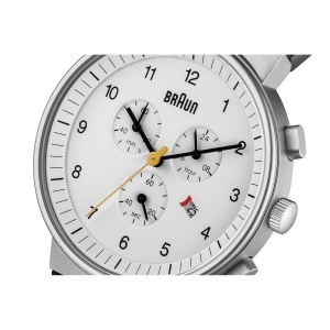 Ceas barbatesc Braun BN0035BWHBKG, cronograf, 40mm, cadran alb, bratara din piele - Img 2