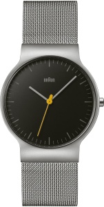Ceas barbatesc Braun BN0211BKSLMHG, 38mm, cadran negru, bratara din otel milanez