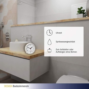 Ceas de perete TFA Dostmann 60.3055.02, feuchtigkeitsgeschutzt, cu suport de prindere - Img 4