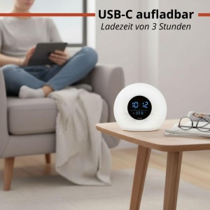Ceas desteptator cu lumina naturala Grundig Tageslichtwecker, radio, Bluetooth, alb - Img 9