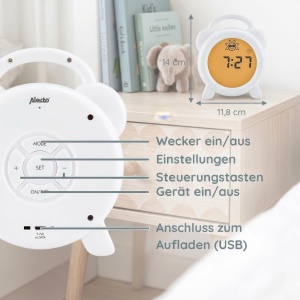 Ceas desteptator pentru copii Alecto BC-100, cablu Micro-USB, cu lumini ajustabile - Img 7