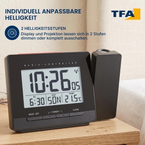 Ceas digital cu proiectie TFA Dostmann 60.5016, cu alarma si temperatura - Img 4