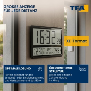 Ceas digital TFA Dostmann 60.4523.01 cu temperatura exterioara, negru - Img 2