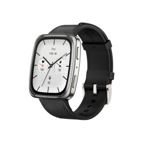Ceas inteligent Amazfit Active 2, 43mm, AMOLED, GPS, 10 zile autonomie, banda din piele neagra
