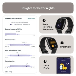 Ceas inteligent Fitbit Versa 4 cu GPS, bratara sport, negrugrafit, 6 zile autonomie - Img 3