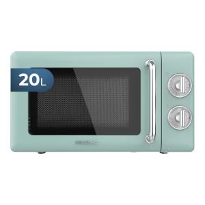 Cecotec Cuptor cu microunde Proclean 3010 Retro Green Mecanic, 20 L, 700 W, 6 niveluri, Cronometru pana la 30 de minute, Mod dezghetare, Design vintage in verde, finisaj din otel - Img 1