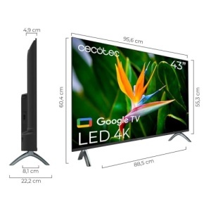 Cecotec Smart TV - TV LED cu 43 inch, rezolutie 4K UHD - seria A4 ALU40043S. Google TV, HDMI 2.1, USB 3.0, HDR10, 16 GB ROM, Google Voice Assistant, Chromecast, Dolby Audio - Img 2