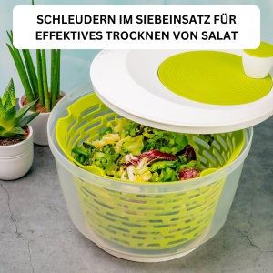 Centrifugare pentru salata Westmark, capacitate: 4,4 litri, o 23,5 cm, plastic, fara BPA, filare culoare: transparent/alb/verde, 243022EA - Img 3
