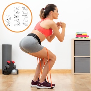 Centura Fitness InnovaGoods cu Benzi de Rezistenta, 40 lb, NegruPortocaliu - Img 2