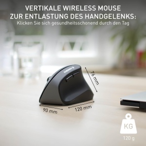 CHERRY MW 4500, mouse vertical ergonomic pentru dreptaci, wireless (wireless de 2,4 GHz), rezolutie reglabila in 3 trepte de pana la 1200 dpi, alimentat cu baterie, negru - Img 3
