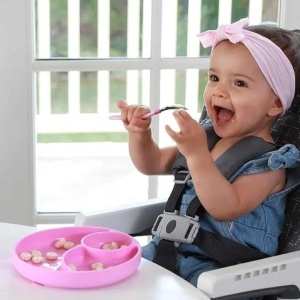 Chicco Babyteller 12 luni silicon alimentar roz cu ventuza si sectiuni separate - Img 4