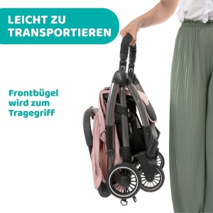 Chicco Cheerio Carucior compact de la 0 la 15 kg, ultra-usor, pliabil si rabatabil cu pozitie de dormit, inchidere automata, umbrela de soare si husa de ploaie, Blossom, negru - Img 9