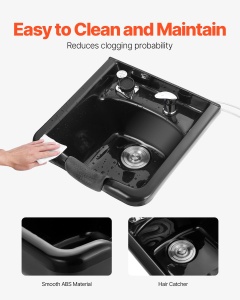 Chiuveta pentru coafor VEVOR ABS montare pe perete design clasic negru - Img 6