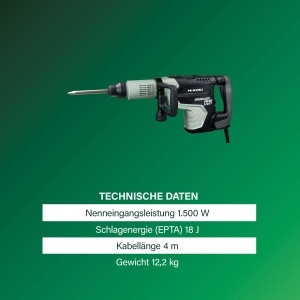 Ciocan rotopercutor HiKOKI H60MEY, 1500W, 18J, sistem anti-vibratii - Img 3