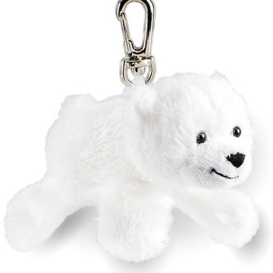 Ciorap Plush Eisbar Knut Knuddel - Accesoriu pentru Chei, Alb, cu Carabina
