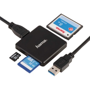 Cititor de Carduri Hama USB 3.0 pentru SD, microSD, CompactFlash, Negru