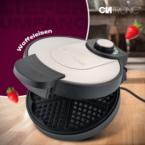 Clatronic(r) Aparat vafe | cu suprafata de copt antiaderenta O 18cm | Forma de inima de fier de vafe | Grad reglabil continuu de rumenire si coacere semafor | Aparat de vafe cu incrustatie din otel inoxidabil | 1000W | WA 3492 - Img 7