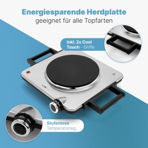 Clatronic(r) Placa de gatit electrica cu 1500W | Plita 1 plita pentru bucatarie, birou sau camping | plita electrica cu reglare continua a temperaturii | O singura placa de gatit din otel inoxidabil | EKP 3788 - Img 5