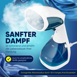 Clatronic(r) Steamer Smoother | gata de utilizare in 10 secunde | Indepartarea ridurilor pentru calatorii si birou | Cablu lung de 1,8 m | Abur | Perie cu abur | Calatorie cu vaporul | Aburi cu aburi | DB 3717 - Img 2