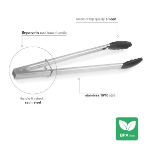 Cleste de Bucatarie Lacor 63939 din Otel Inoxidabil si Silicon, 40 cm, Negru - Img 3
