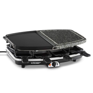 Cloer 6435 Raclette cu piatra naturala, 1200 W, 8 tigai antiaderente pentru raclette, farfurie despicata - Img 2