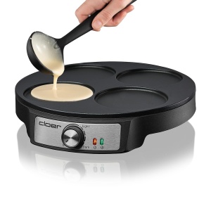 Cloer 6625 Pancake Maker, Mini Clatite, pentru 4 clatite mici fiecare de 11 cm O, 1200 W, acoperire antiaderenta, incl. intorsator de clatite, negru - Img 3