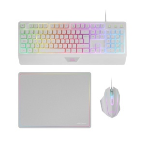 Combo Gaming 3in1 Mars Gaming MCP124, Tastatura Ergonomica RGB, Maus 3200 DPI, Mousepad Nanotextil