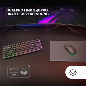 Combo Gaming Mars MCPWTKL, Tastatura TKL Wireless cu RGB si Maus 3200 DPI, Negru - Img 2