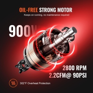 Compresor de aer VEVOR 18L, 900W, 70dB, silentios, ideal pentru reparatii auto - Img 2