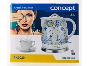 CONCEPT Electrocasnice rk0020 Ceainic electric, ceramic, 1,5 litri, alb + model - Img 2