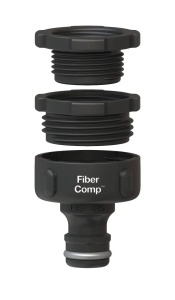 Conector pentru robinet Fiskars, 21 mm, 26,5 mm, 33,3 mm, FiberComp, NegruGri