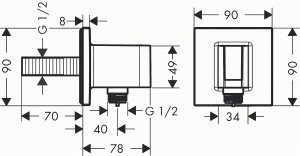 Conector perete cu suport pentru dus hansgrohe FixFit E, crom, cu retur de apa - Img 2
