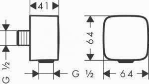 Conector perete hansgrohe FixFit cu sistem anti-retur, crom, design SoftCube - Img 2