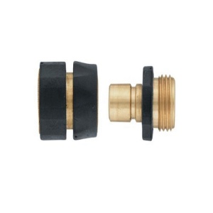 Conector rapid pentru furtun de gradina Orbit 58285N din alama, cu opritor de apa