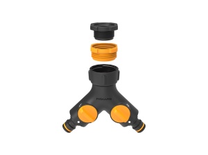 Conector robinet Fiskars 2-Wege-Ventil 1027061 cu reglare ONOFF compatibil universal negruportocaliu - Img 4