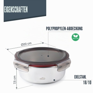 Containere alimentare Lacor Ecoinox 1500 ml, otel inoxidabil, cu capac si sistem ClipLock - Img 2