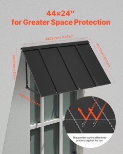 Copertina metalica VEVOR CGW-44INCH, 112,5x61 cm, neagra, rezistenta la intemperii - Img 4