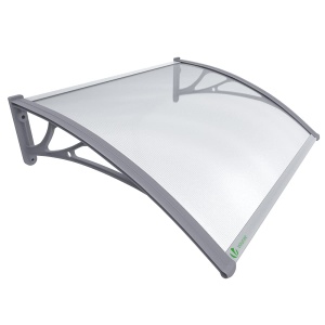Copertina pentru usa VOUNOT 120 x 80 cm, din aluminiu si policarbonat, transparenta, gri