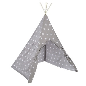 Cort de joaca copii roba Little Stars - 115x115 cm, grialb, cu suport fiberglas - Img 4