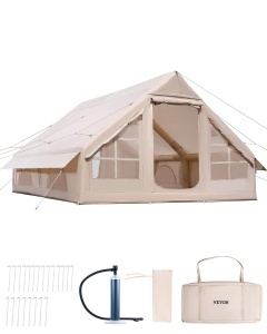 Cort gonflabil VEVOR ZJTM1361 pentru camping 4x3x2 m 5-8 persoane material Oxford rezistent la intemperii
