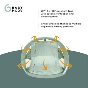 Cort pentru bebelusi Babymoov Moov Protect Anti-UV cu plasa anti-tantari Green Lagoon editie vara 2025 - Img 3