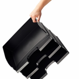 Cos de birou Leitz Plus Jumbo A4, 4 buc, capacitate mare, negru - Img 4