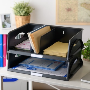 Cos de birou Leitz Sorty 52300095, A4 Maxi, 3 compartimente, negru - Img 4