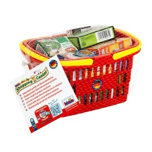 Cos de cumparaturi Theo Klein 7218 cu produse alimentare, pentru copii de la 2 ani