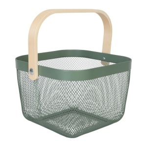 Cos de depozitare Relaxdays, 17.5x26x24.5 cm, metal si lemn, mint