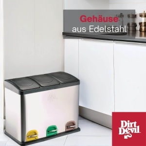Cos de gunoi Dirt Devil 3 x 15L, sistem de reciclare, inox, cu capac cu inchidere lenta - Img 7